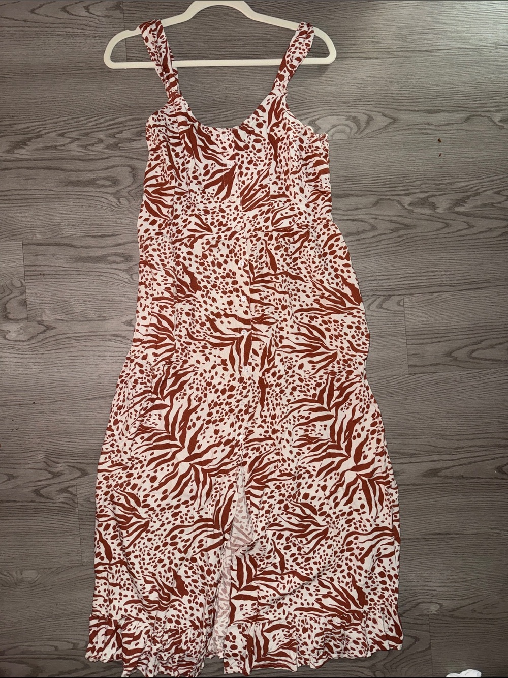 Rust Print Sleeveless Maxi Dress